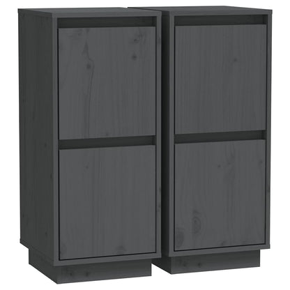 813385 vidaXL Sideboards 2 pcs Grey 31,5x34x75 cm Solid Wood Pine