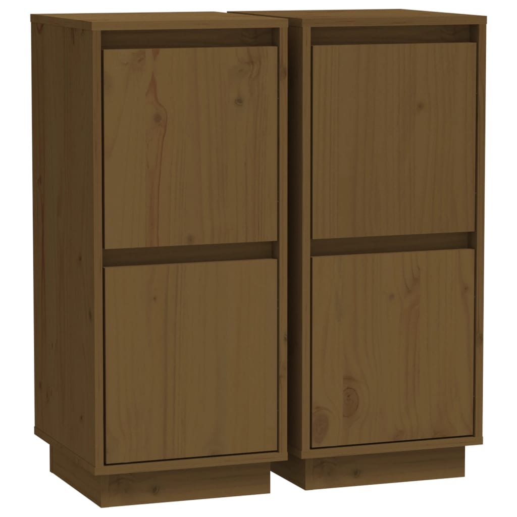 vidaXL Sideboards 2 pcs Honey Brown 31.5x34x75 cm Solid Wood Pine