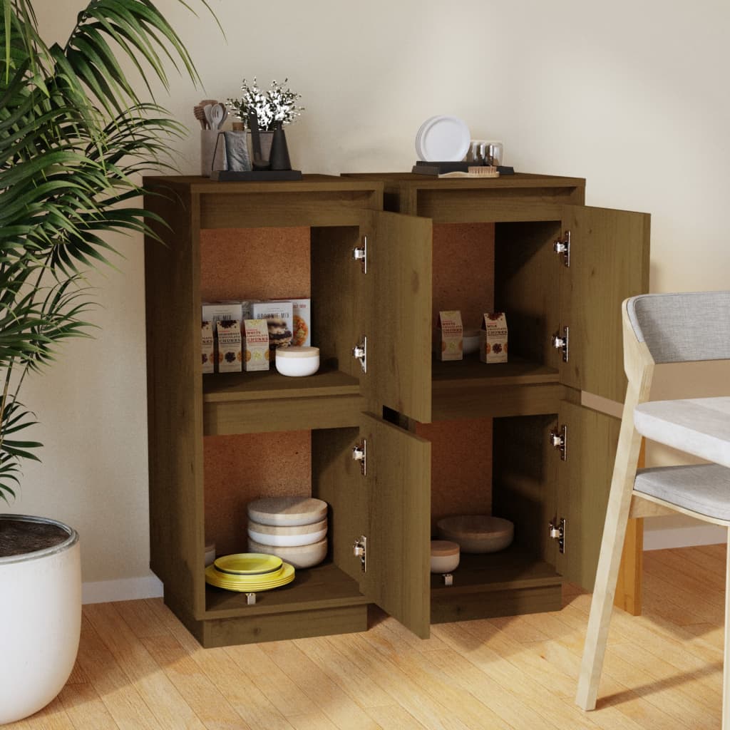 vidaXL Sideboards 2 pcs Honey Brown 31.5x34x75 cm Solid Wood Pine