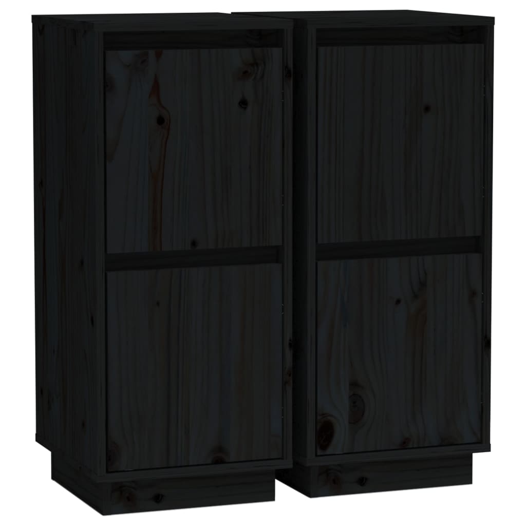 vidaXL Sideboard | Set of 2 | Black | Solid pine wood, MDF | Standard