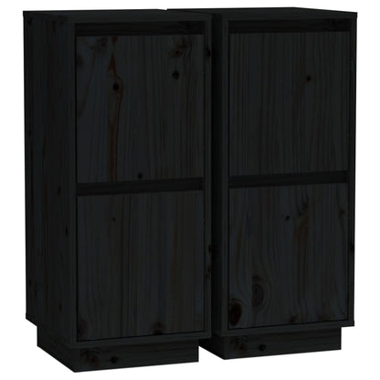 vidaXL Sideboard | Set of 2 | Black | Solid pine wood, MDF | Standard