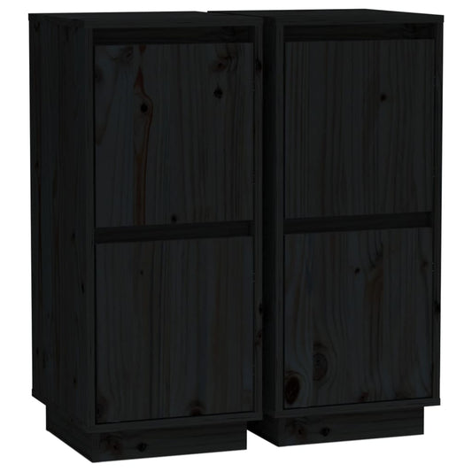 vidaXL Sideboard | Set of 2 | Black | Solid pine wood, MDF | Standard