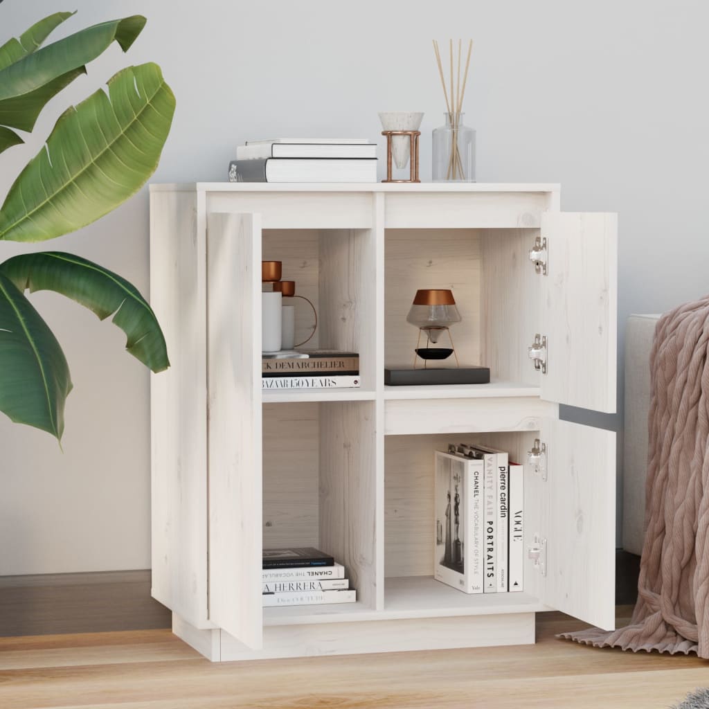 vidaXL Sideboard White 60x34x75 cm Solid Wood Pine