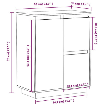 vidaXL Sideboard White 60x34x75 cm Solid Wood Pine