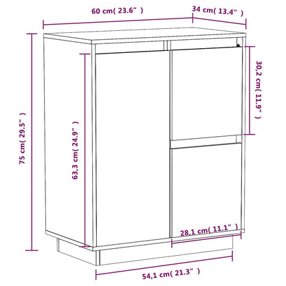 vidaXL Sideboard White 60x34x75 cm Solid Wood Pine