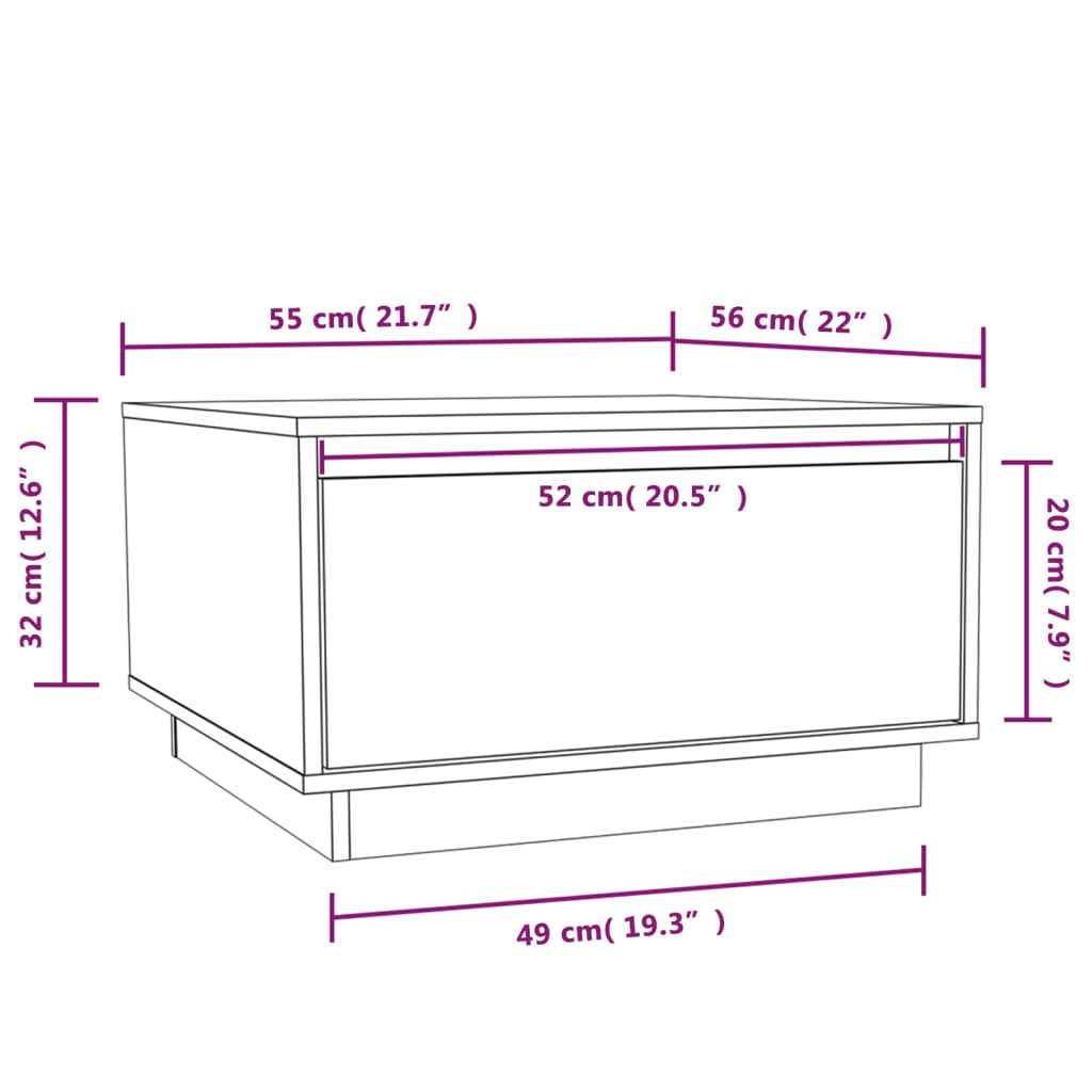 vidaXL Coffee Table White 55x56x32 cm Solid Wood Pine