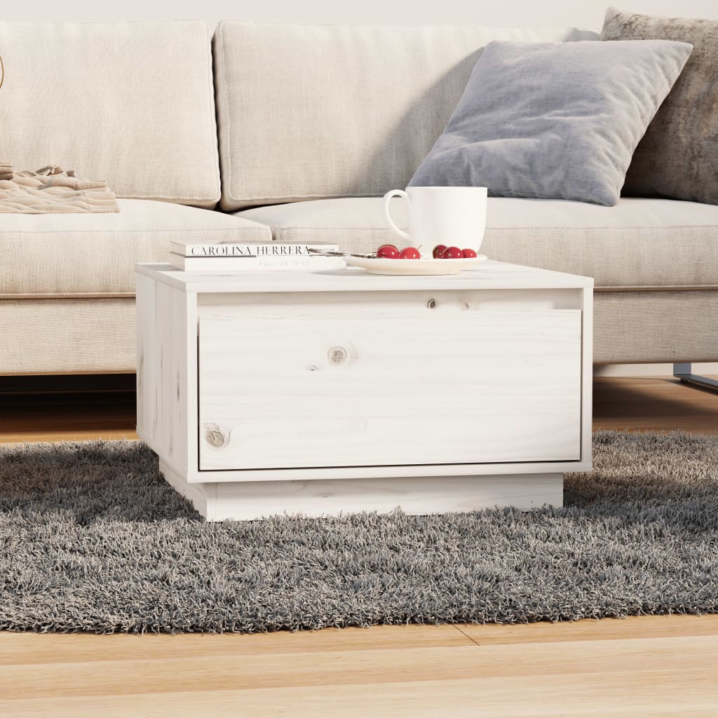 vidaXL Coffee Table White 55x56x32 cm Solid Wood Pine