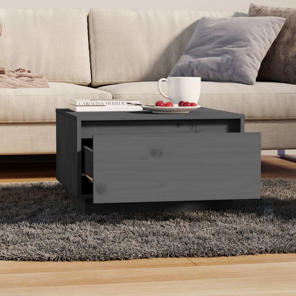 vidaXL Coffee Table Grey 55x56x32 cm Solid Wood Pine