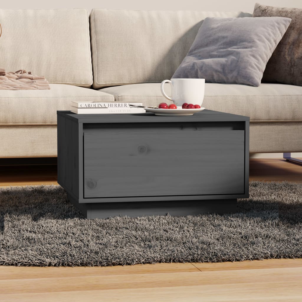vidaXL Coffee Table Grey 55x56x32 cm Solid Wood Pine