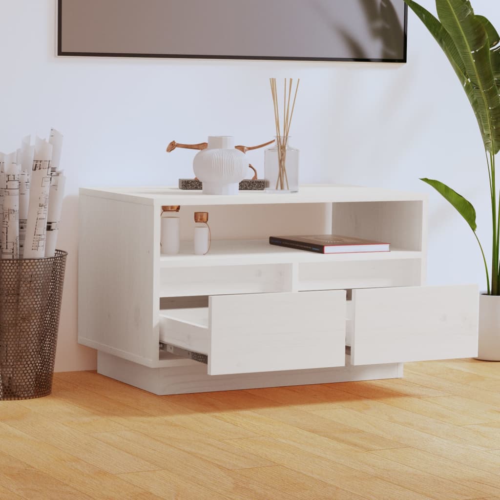 vidaXL TV Cabinet White 60x35x37 cm Solid Wood Pine