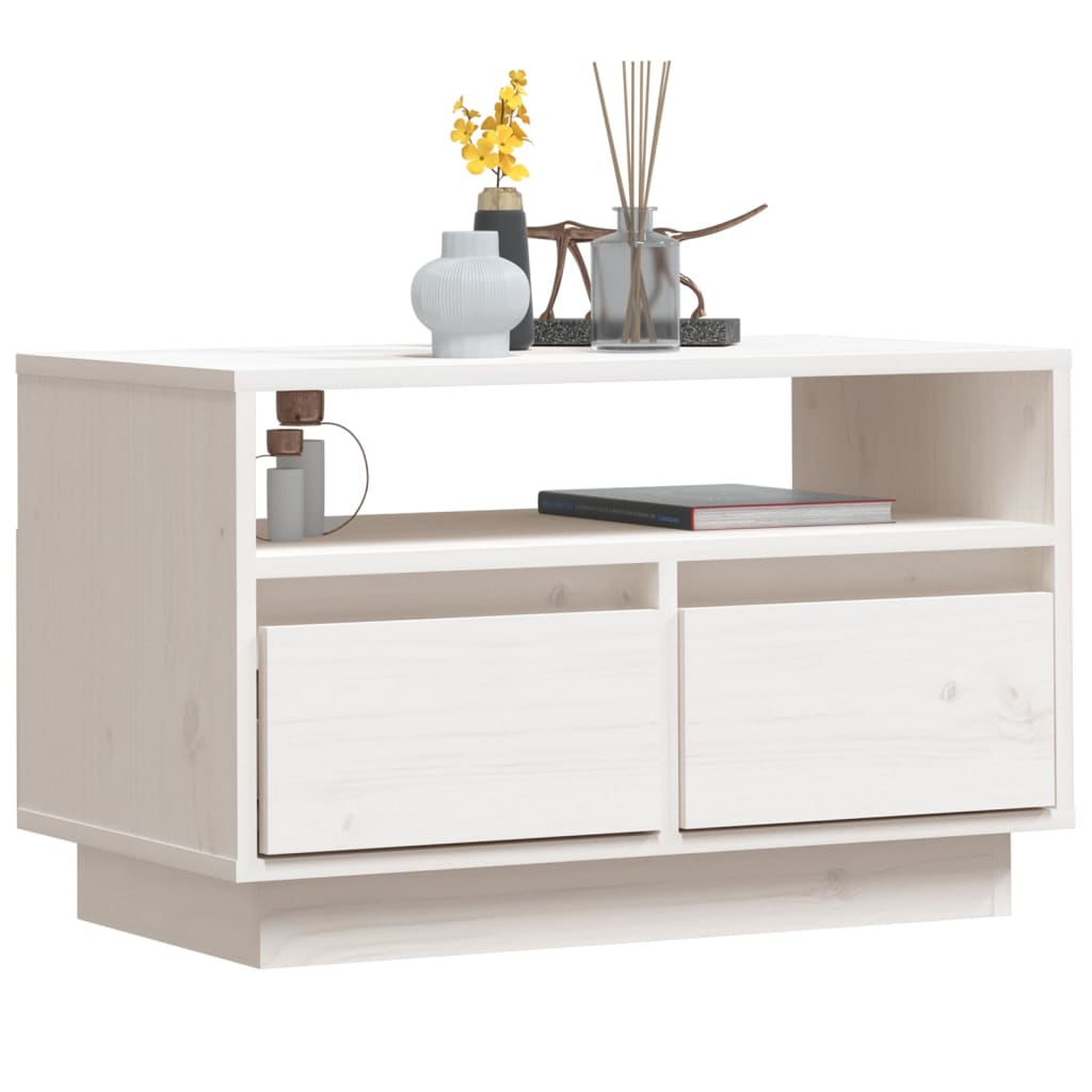 vidaXL TV Cabinet White 60x35x37 cm Solid Wood Pine