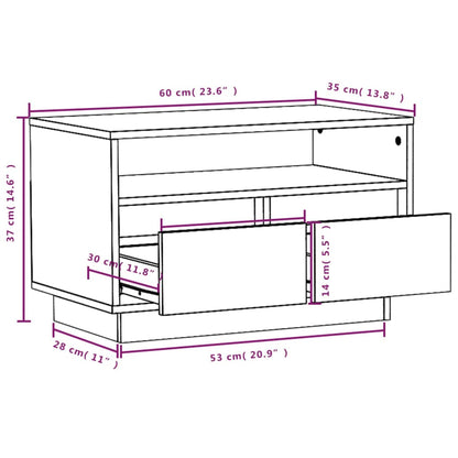 vidaXL TV Cabinet White 60x35x37 cm Solid Wood Pine