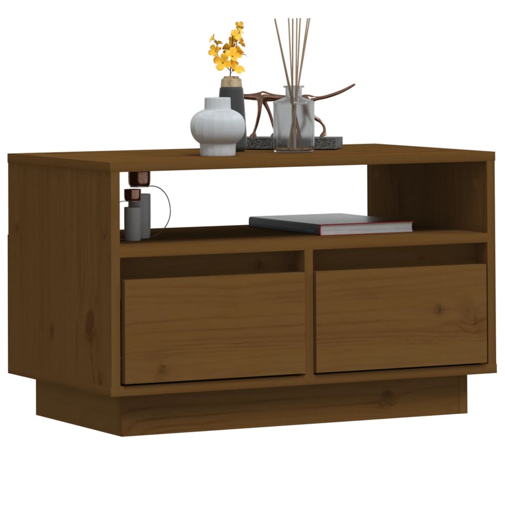 vidaXL TV Cabinet Honey Brown 60x35x37 cm Solid Wood Pine