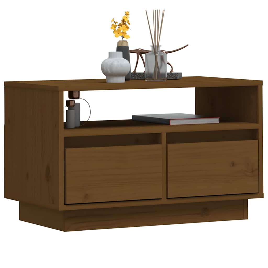 vidaXL TV Cabinet Honey Brown 60x35x37 cm Solid Wood Pine