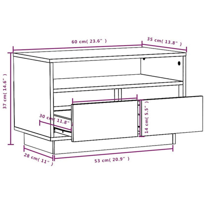 vidaXL TV Cabinet Honey Brown 60x35x37 cm Solid Wood Pine