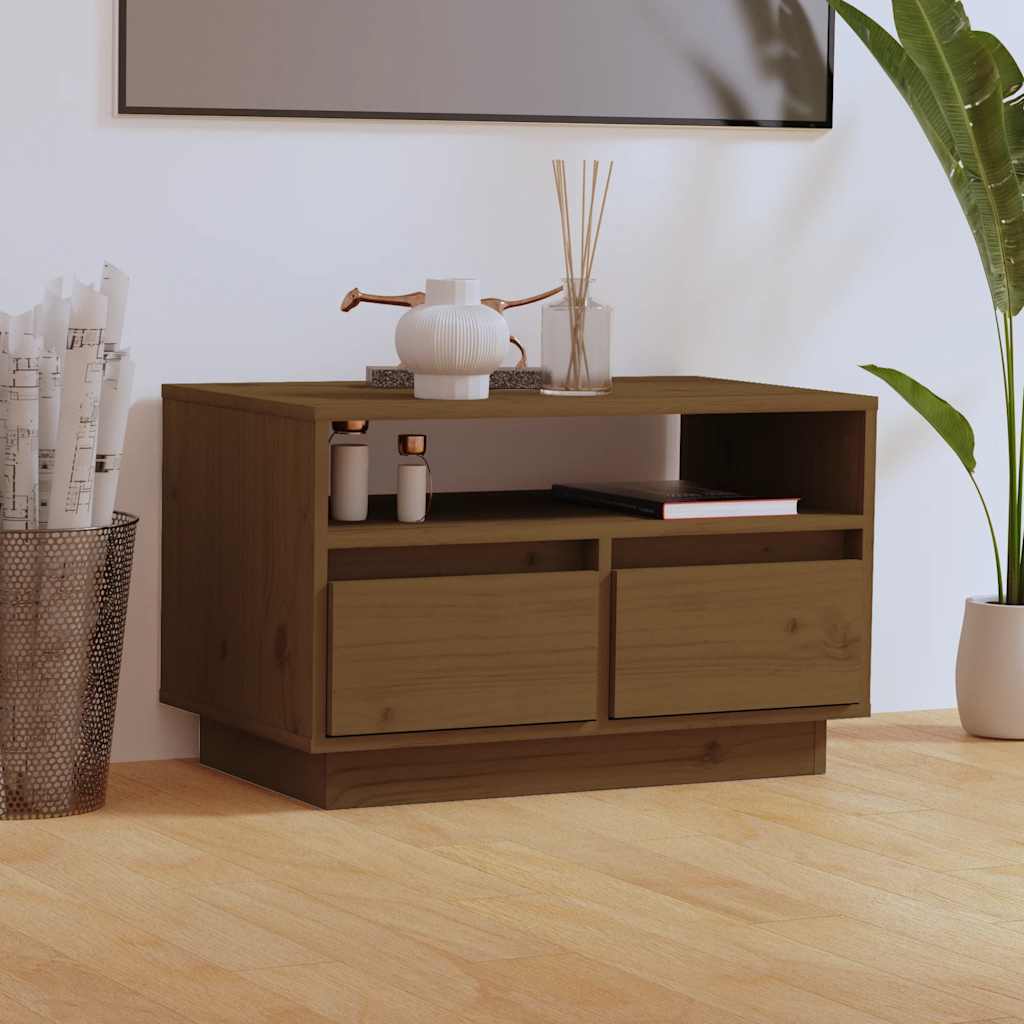vidaXL TV Cabinet Honey Brown 60x35x37 cm Solid Wood Pine