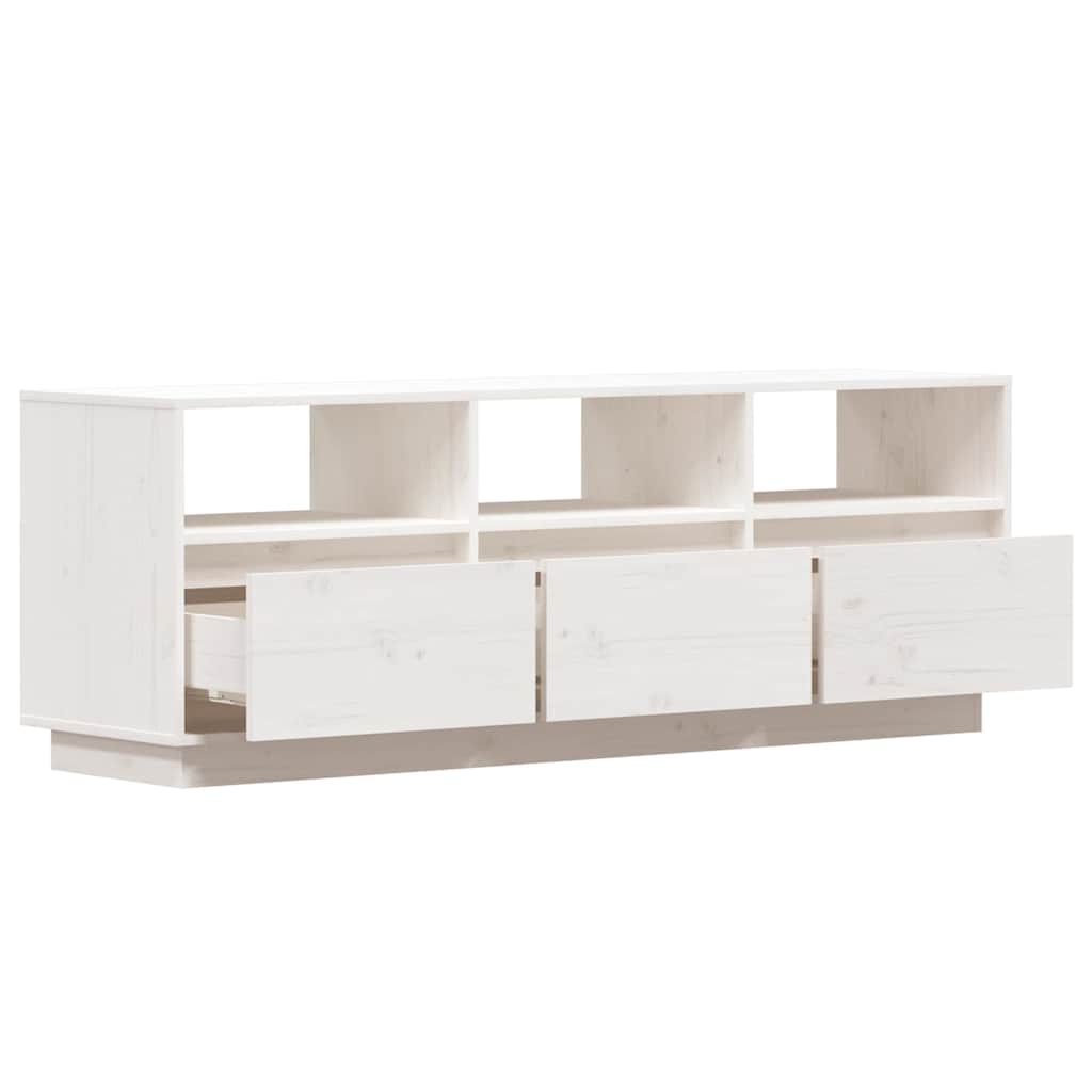 vidaXL TV Cabinet White 140x37x50 cm Solid Wood Pine