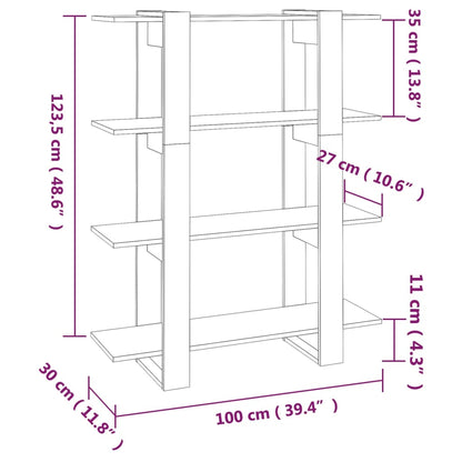 vidaXL Book Cabinet/Room Divider White 100x30x123.5 cm