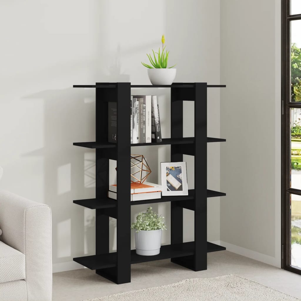 vidaXL Book Cabinet/Room Divider Black 100x30x123.5 cm