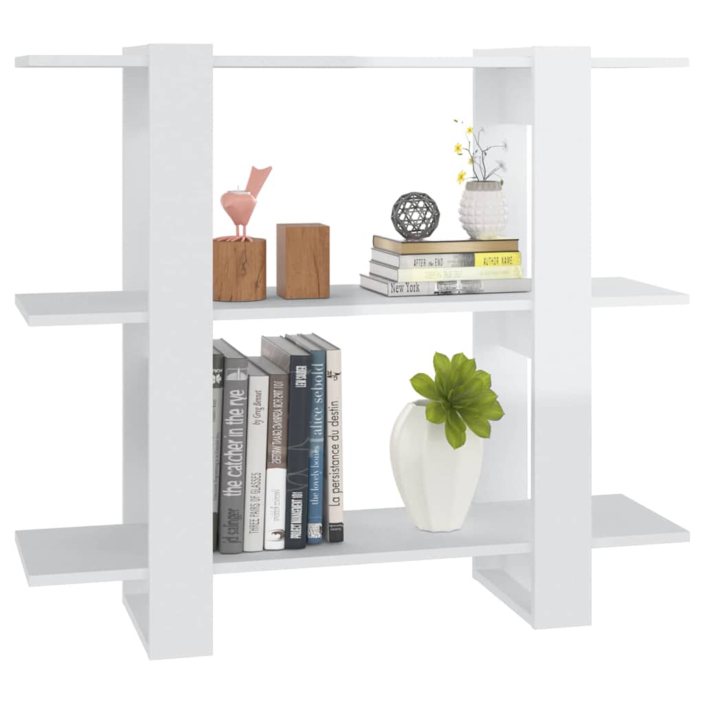 vidaXL Book Cabinet/Room Divider High Gloss White 100x30x87 cm