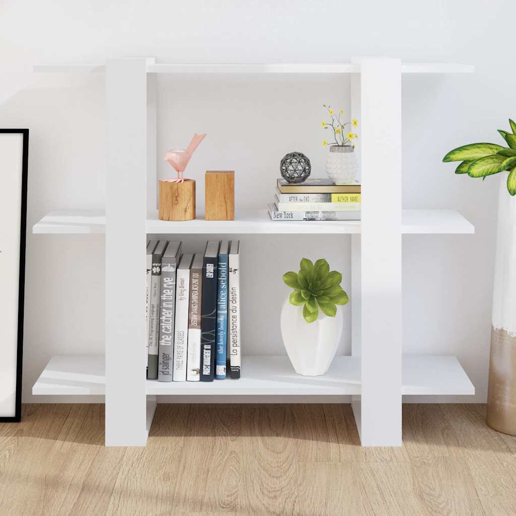 vidaXL Book Cabinet/Room Divider High Gloss White 100x30x87 cm