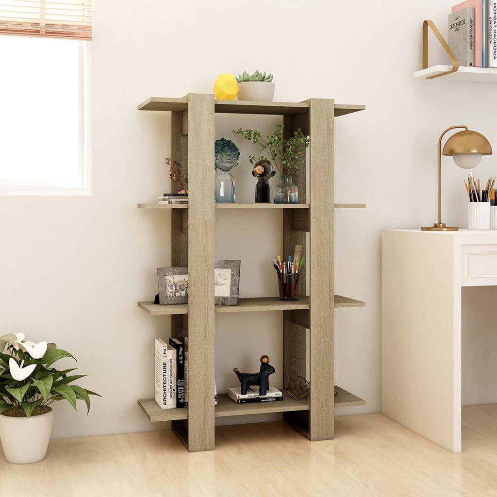 vidaXL Book Cabinet/Room Divider Sonoma Oak 80x30x123.5 cm