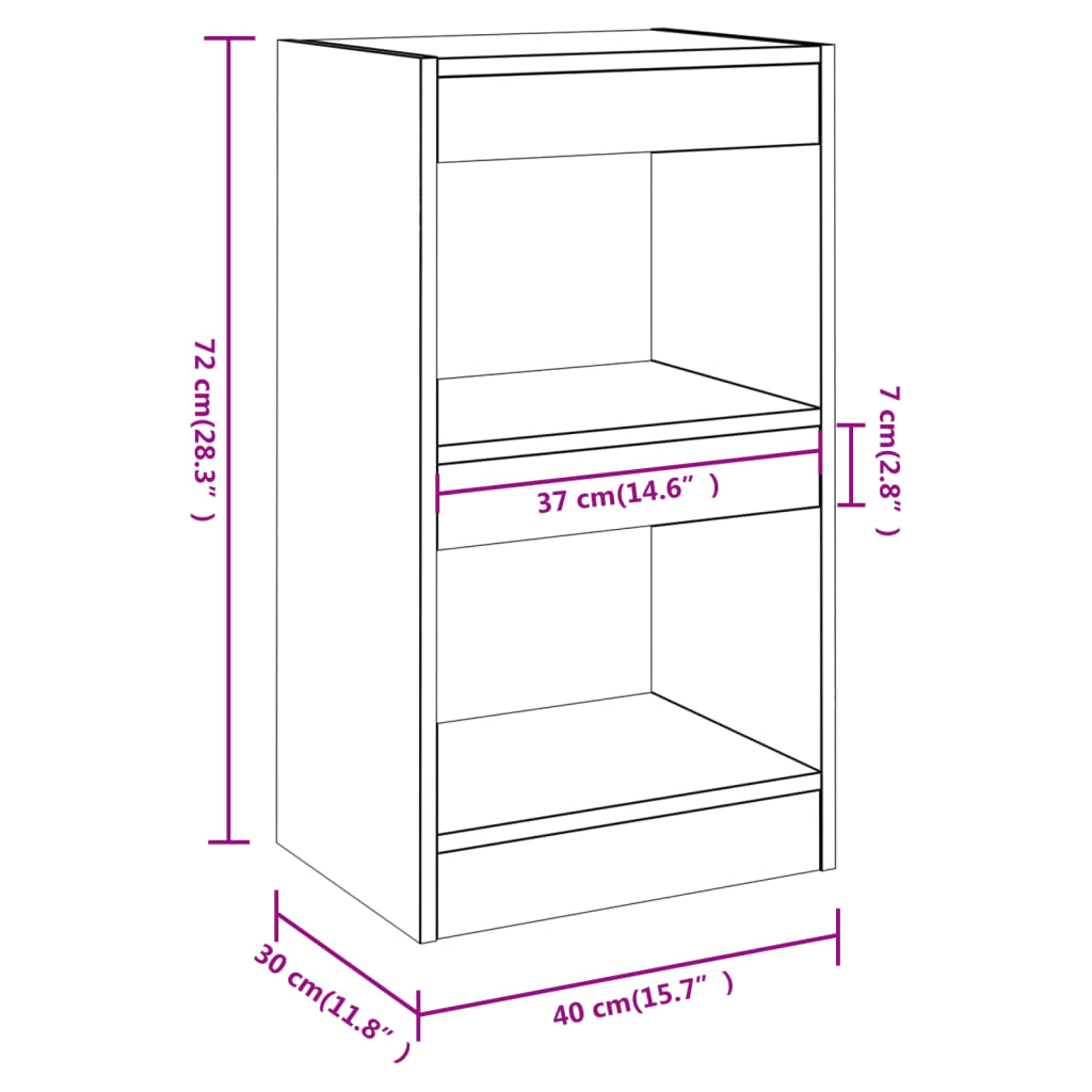 vidaXL Book Cabinet/Room Divider Sonoma Oak 40x30x72 cm