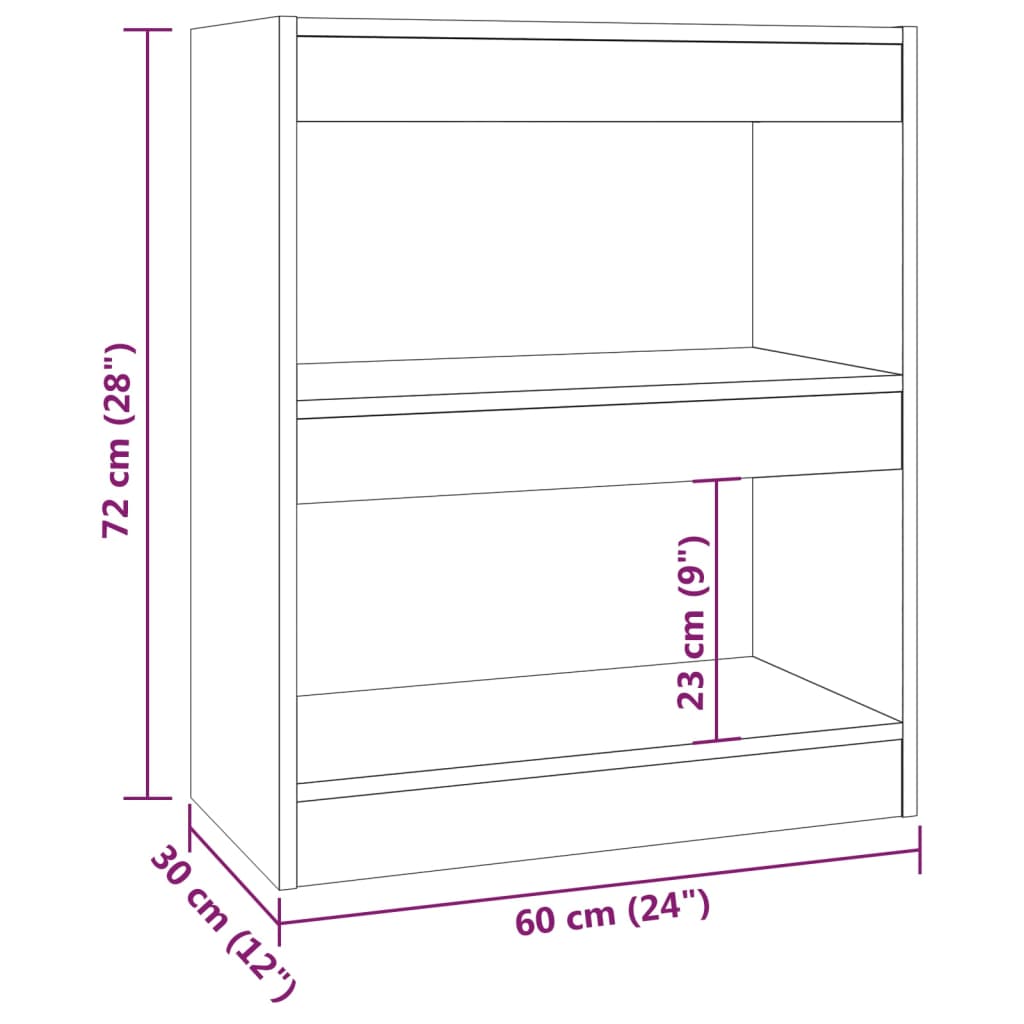 vidaXL Book Cabinet/Room Divider Sonoma Oak 60x30x72 cm