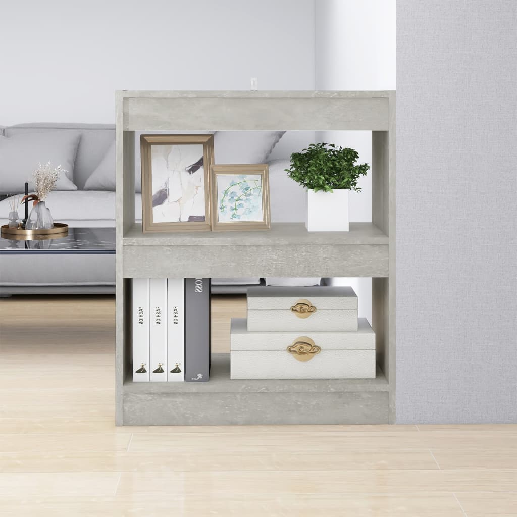 vidaXL Book Cabinet/Room Divider Concrete Grey 60x30x72 cm