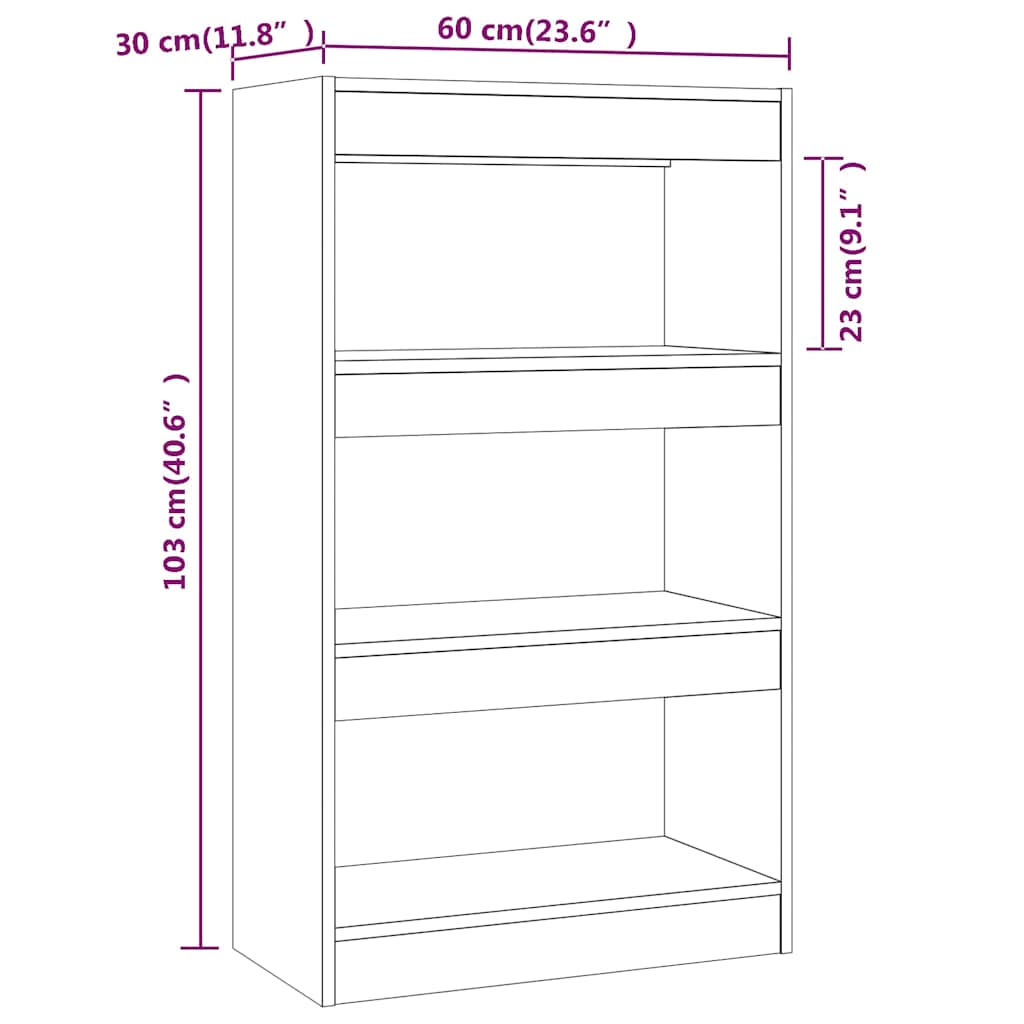 vidaXL Book Cabinet/Room Divider Concrete Grey 60x30x103 cm