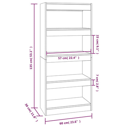 vidaXL Book Cabinet/Room Divider White 60x30x135 cm Engineered Wood
