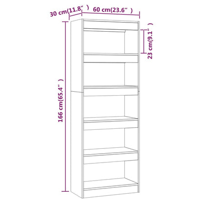 vidaXL Book Cabinet/Room Divider Sonoma Oak 60x30x166 cm Engineered Wood