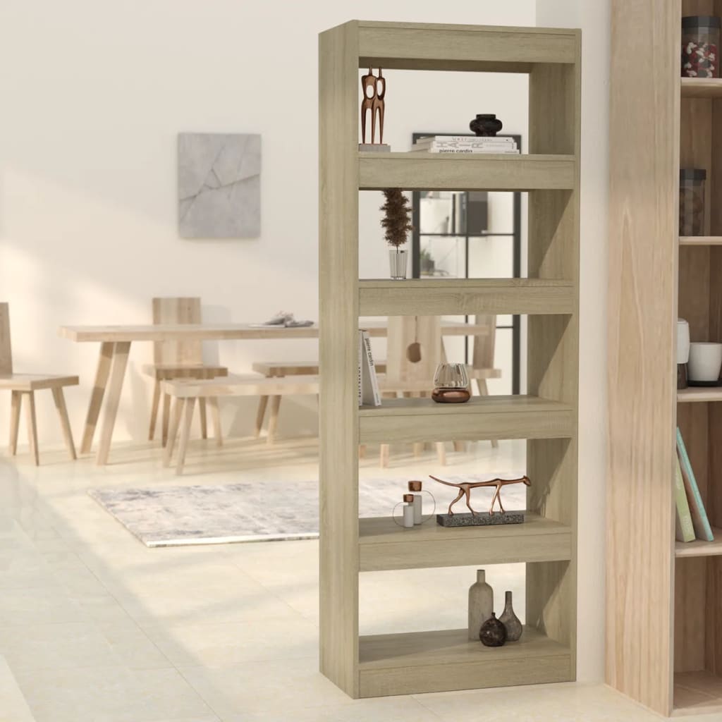 vidaXL Book Cabinet/Room Divider Sonoma Oak 60x30x166 cm Engineered Wood