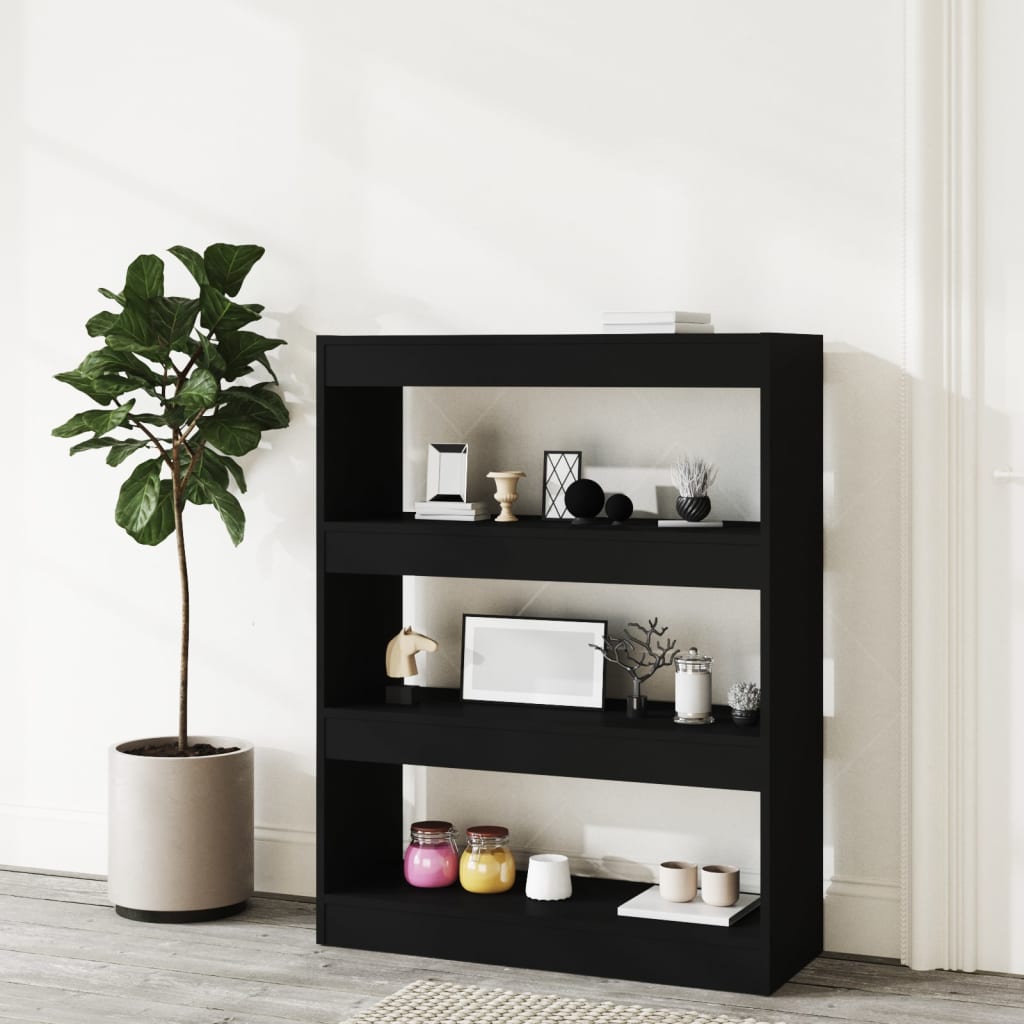 vidaXL Book Cabinet/Room Divider Black 80x30x103 cm Engineered wood