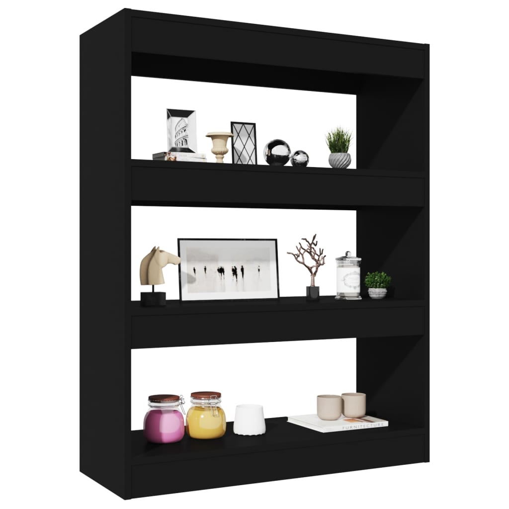 vidaXL Book Cabinet/Room Divider Black 80x30x103 cm Engineered wood