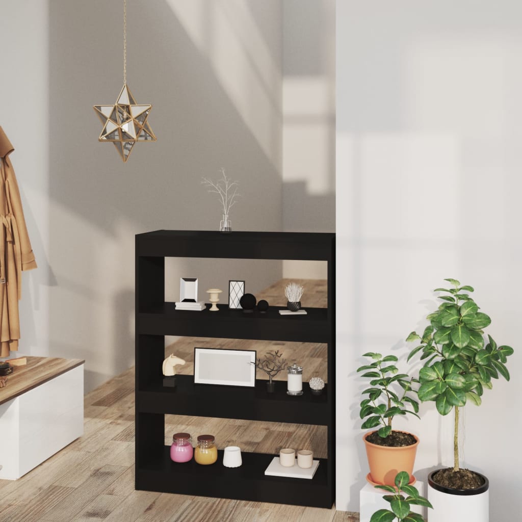 vidaXL Book Cabinet/Room Divider Black 80x30x103 cm Engineered wood