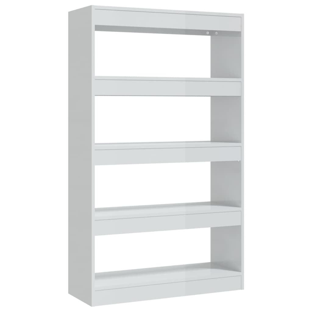 vidaXL Book Cabinet/Room Divider High Gloss White 80x30x135 cm Engineered Wood