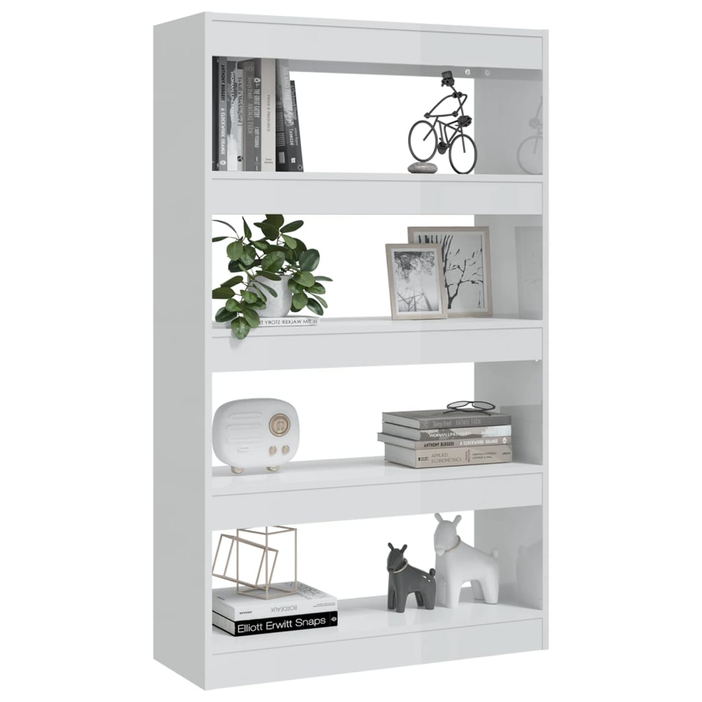 vidaXL Book Cabinet/Room Divider High Gloss White 80x30x135 cm Engineered Wood