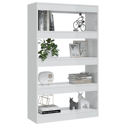 vidaXL Book Cabinet/Room Divider High Gloss White 80x30x135 cm Engineered Wood