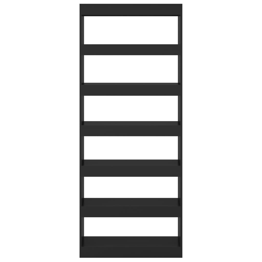 vidaXL Book Cabinet/Room Divider Black 80x30x198 cm Engineered Wood