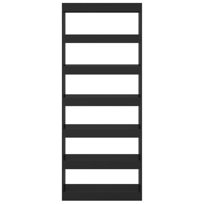 vidaXL Book Cabinet/Room Divider Black 80x30x198 cm Engineered Wood