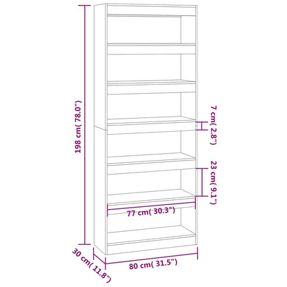 vidaXL Book Cabinet/Room Divider Black 80x30x198 cm Engineered Wood