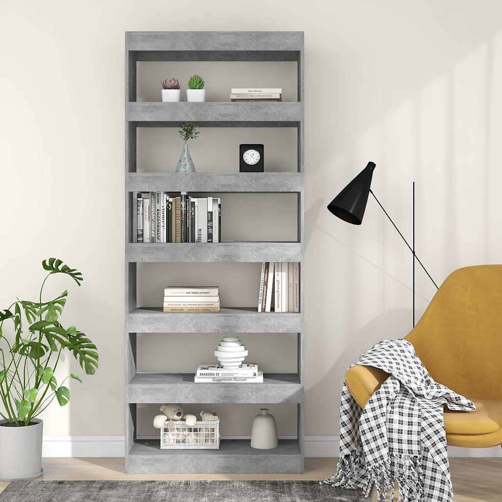 vidaXL Book Cabinet/Room Divider Concrete Grey 80x30x198 cm