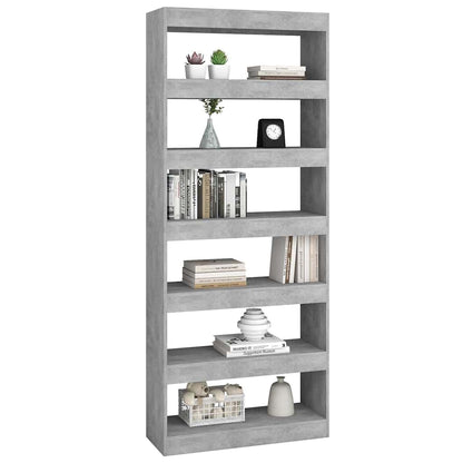 vidaXL Book Cabinet/Room Divider Concrete Grey 80x30x198 cm