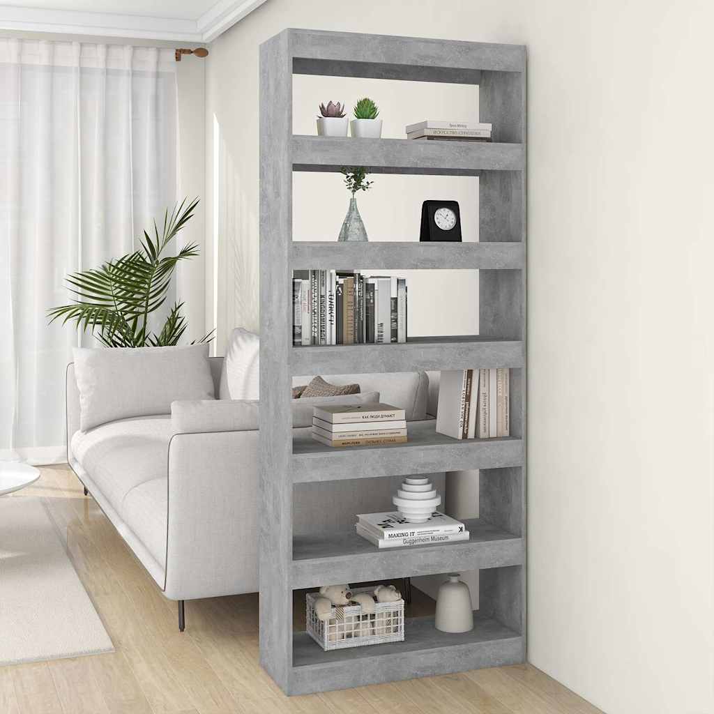 vidaXL Book Cabinet/Room Divider Concrete Grey 80x30x198 cm