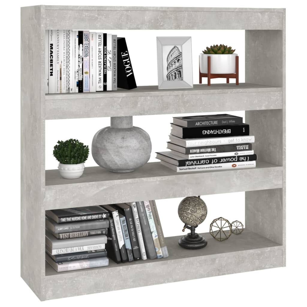 vidaXL Book Cabinet/Room Divider Concrete Grey 100x30x103 cm