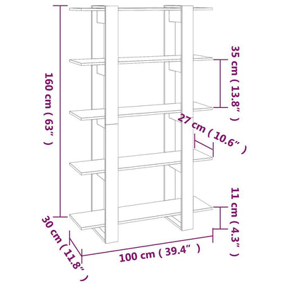 813561 vidaXL Book Cabinet/Room Divider Grey Sonoma 100x30x160 cm
