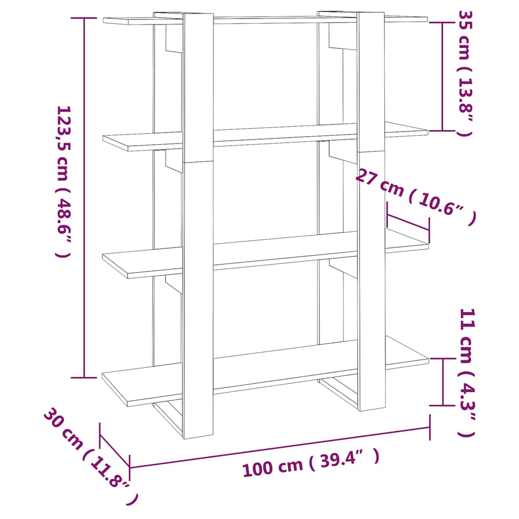 vidaXL Book Cabinet/Room Divider Smoked Oak 100x30x123,5 cm
