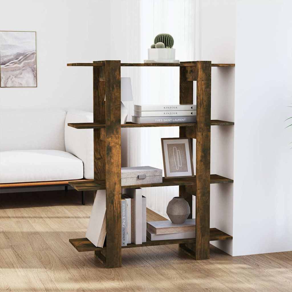 vidaXL Book Cabinet/Room Divider Smoked Oak 100x30x123,5 cm