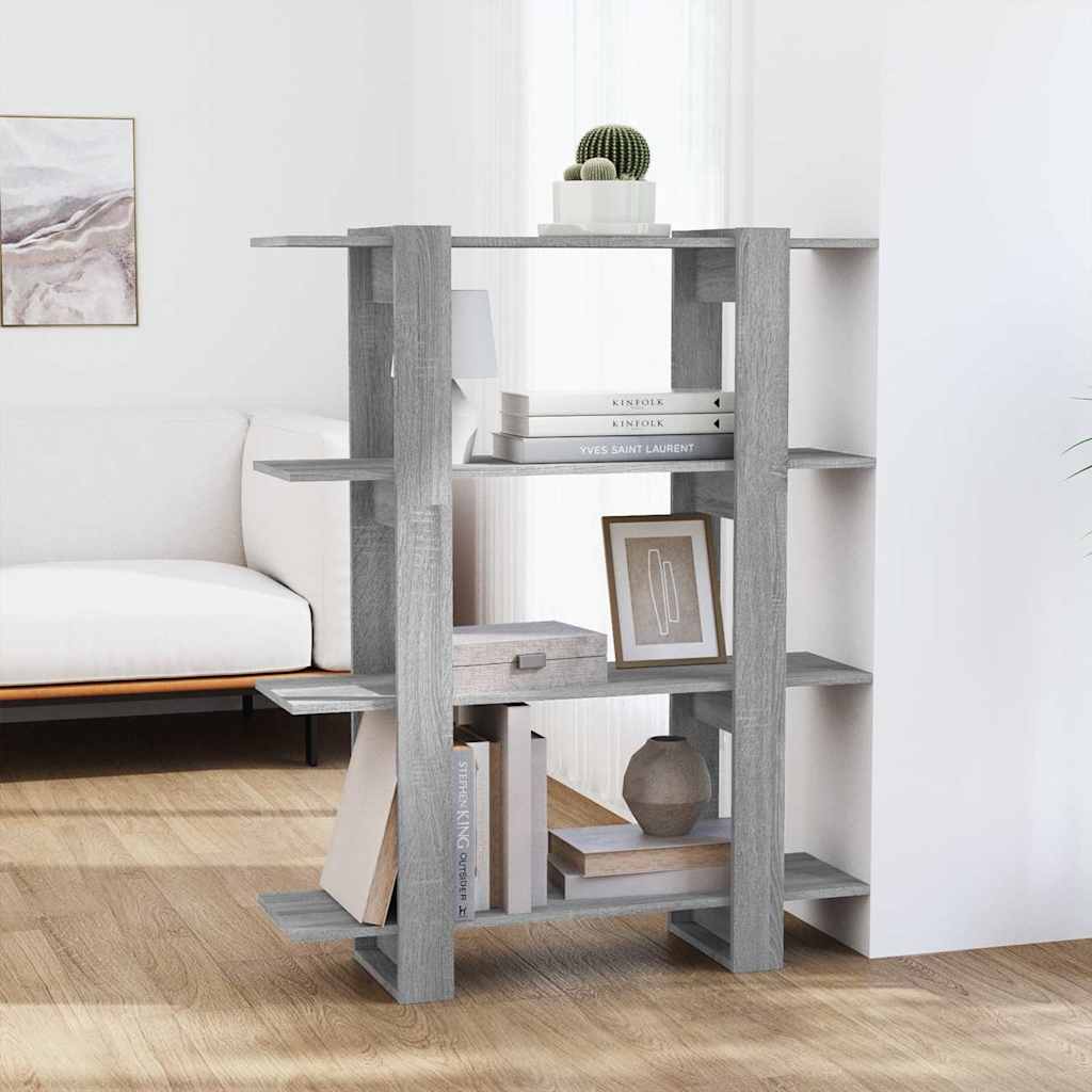 vidaXL Book Cabinet/Room Divider Grey Sonoma 100x30x123,5 cm
